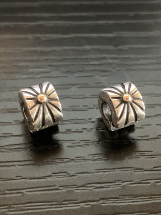 Pandora Jewelry - PANDORA (Retired) Two-Tone Sunburst Clip Charm Pair 925 Sterling & 14k Gold